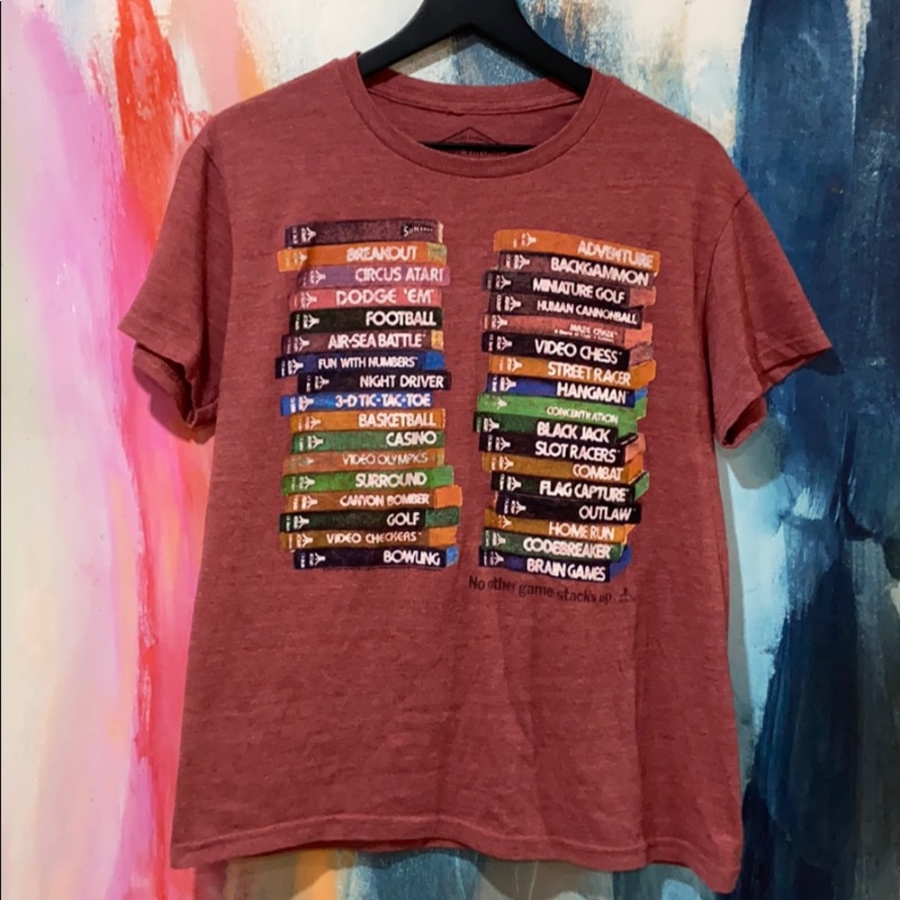 🔥EC 2012 True Vintage RETRO Atari Stacked VIDEO Games T-shirt.